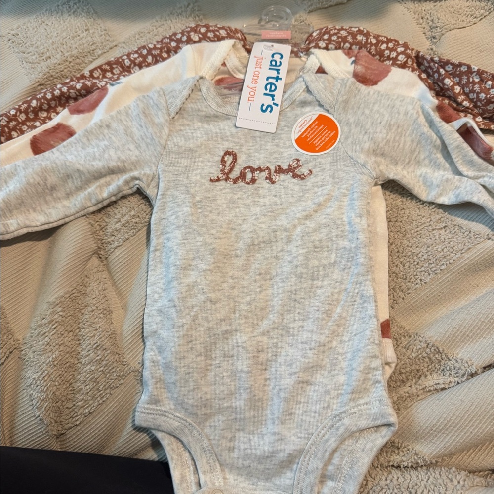 Carter's Gray and Pink Love Bodysuit
